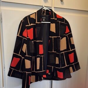 Nine West Geometric Red and Black Cardigan